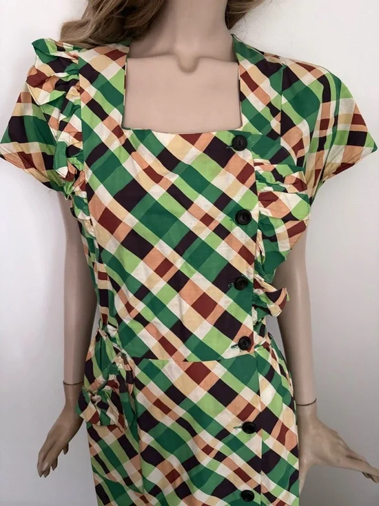 Smashing 1940s Vintage VOLUP Plus Size Cotton Day Dress - Picture 8 of 14